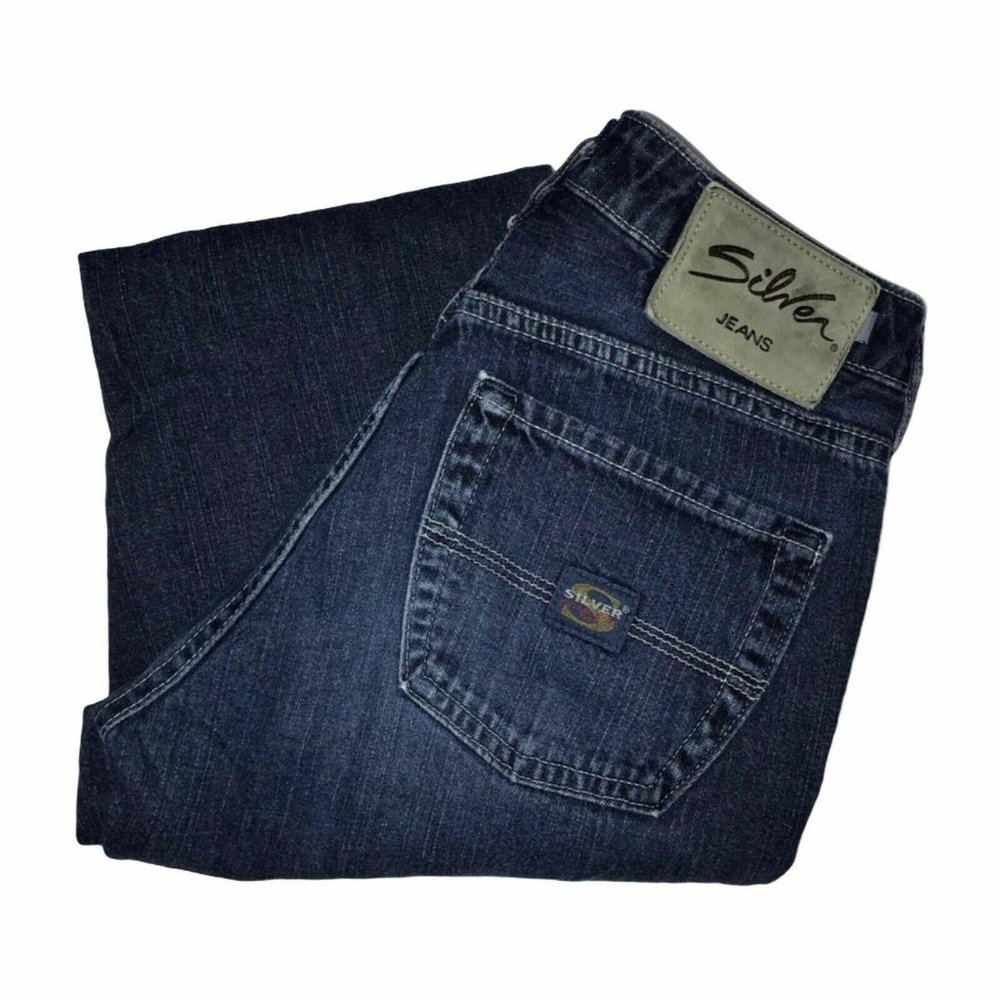 Silver Vintage 1990's Stitched Wide Jeans 26 30